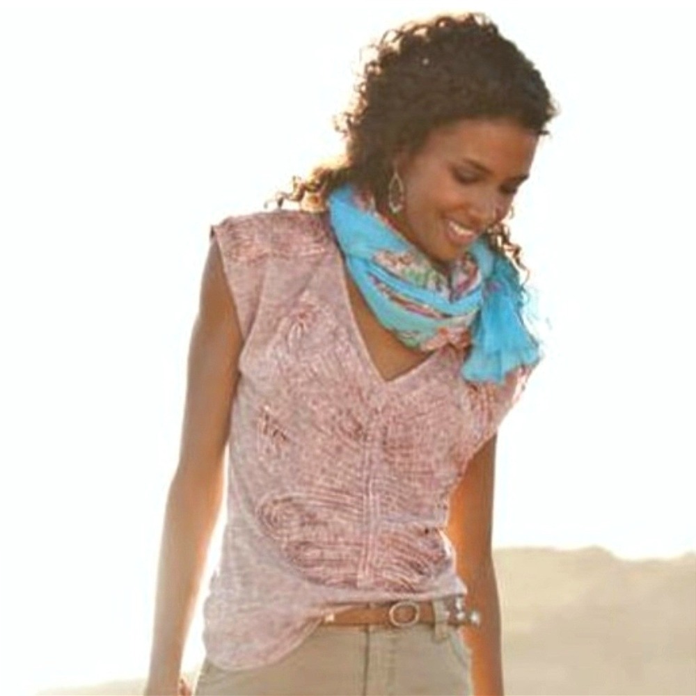 Sundance Sleeveless Top Applique Butterfly Lightweight Pullover Medium Pink NEW